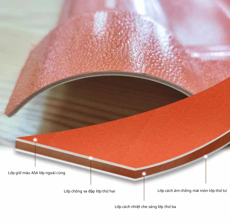 Cấu trúc lớp ngói nhựa ASA PVC